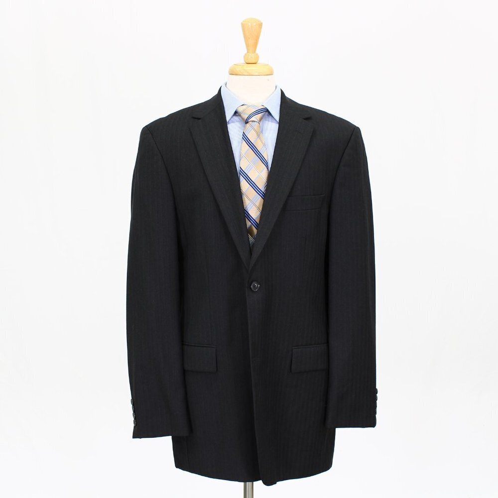 Hugo Boss 44L Gray Striped 2-Button Sport Coat Blazer Jacket O632